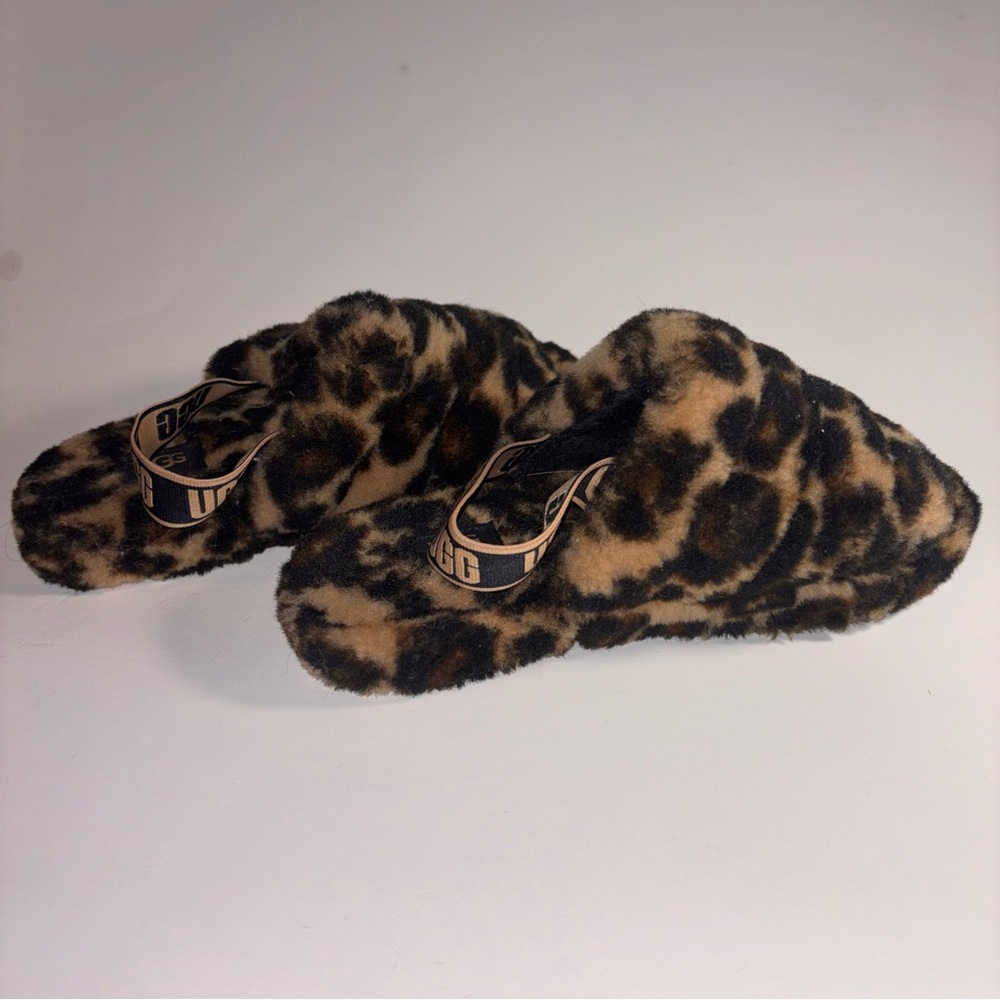 UGG Tan and Black Animal Print Slippers